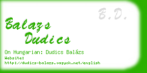 balazs dudics business card